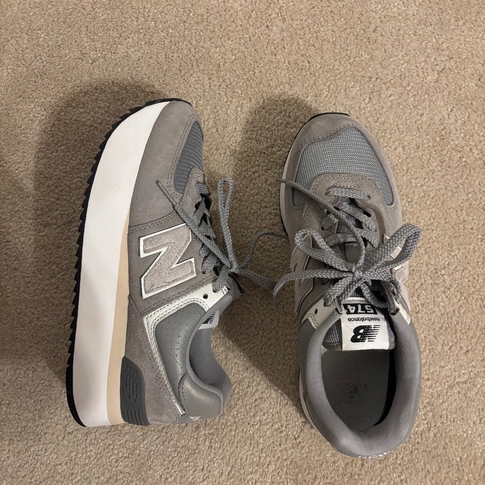 Grey New Balance 574 Platform Sneakers size 8